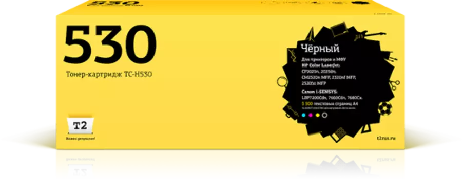 Картридж лазерный T2 TC-H530 (304A/CC530A), черный, 3500 страниц, совместимый для Color LaserJet CP2025n/CP2025dn/CM2320n MFP/CM2320nf MFP/CM2320fxi MFP, i-SENSYS LBP7200Cdn/LBP7660Cdn/LBP7680Cx