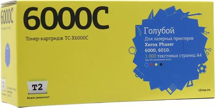 Картридж T2 TC-X6000C ( 106R01631) для Xerox Phaser 6000/6010/WC6015, 1000 стр., голубой, с чипом