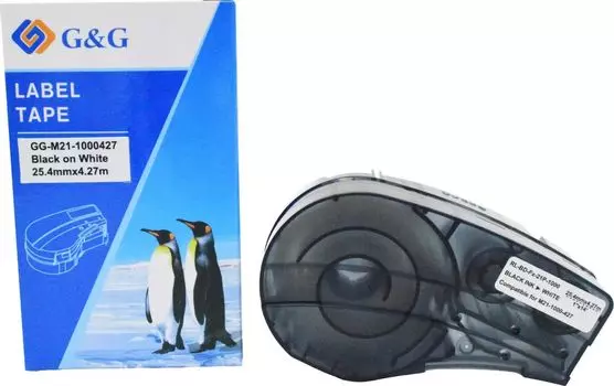 Кассета с лентой G&G M21-1000427, 2.54 см x 4.27 м, черный на белом, совместимая (GG-M21-1000427)