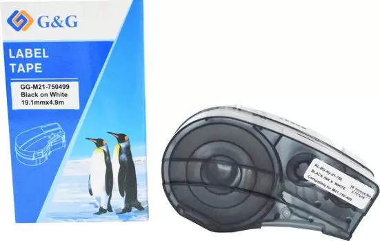 Кассета с лентой G&G M21-750499, 1.91 см x 4.9 м, черный на белом, совместимая (GG-M21-750499)