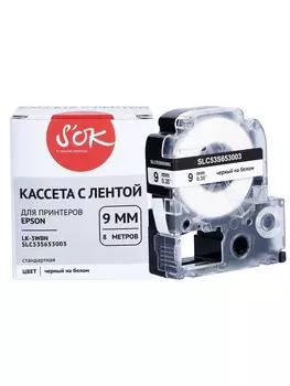 Кассета с лентой SAKURA C53S653003, 8 мм x 8 м, черный на белом, совместимая (SLC53S653003)