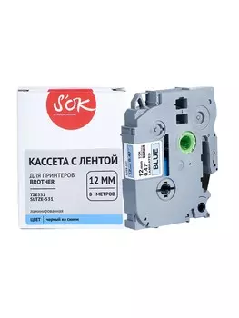Кассета с лентой SAKURA TZE531, 1.2 см x 8 м, черный на синем, совместимая (SLTZE531)