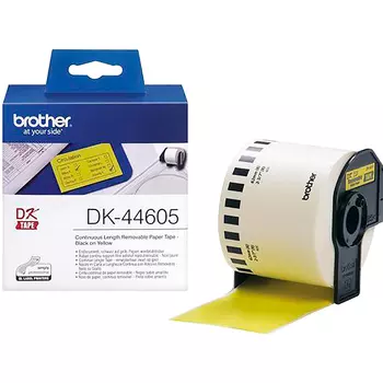 Кассета с наклейками Brother DK44605, 62ммx30.48м, черный на желтом, оригинальная