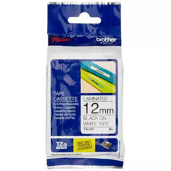 Кассета с наклейками Brother TZE231, 1.2 см x 8 м, черный на белом, оригинальная