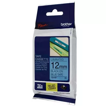 Кассета с наклейками Brother TZE531, 1.2 см x 8 м, черный на синем, оригинальная