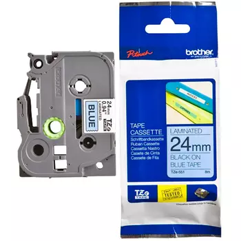Кассета с наклейками Brother TZE551, 24ммx8м, черный на синем, оригинальная