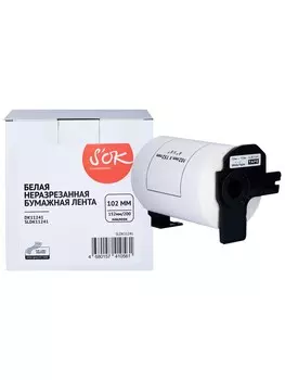 Кассета с наклейками SAKURA DK11241, 200 шт 102x152мм, черный на белом, совместимая (SLDK11241)