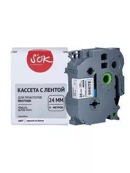 Кассета с наклейками SAKURA SLTZES251, 2.4 см x 8 м, черный на белом, совместимая (SLTZES251)