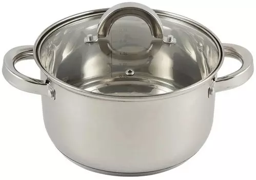 Кастрюля Mallony Mediano 2.6 л, нержавеющая сталь, серебристый с крышкой (005443)