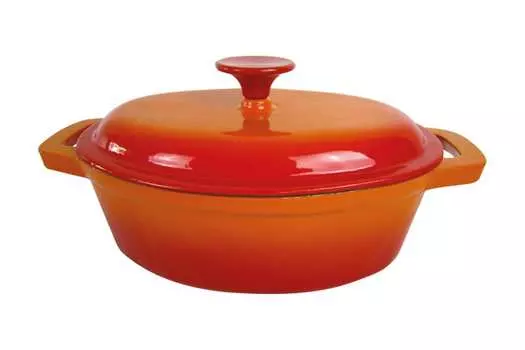 Кастрюля утятница Mallony OCE-24 2.1 л, чугун, оранжевый с крышкой (985035)