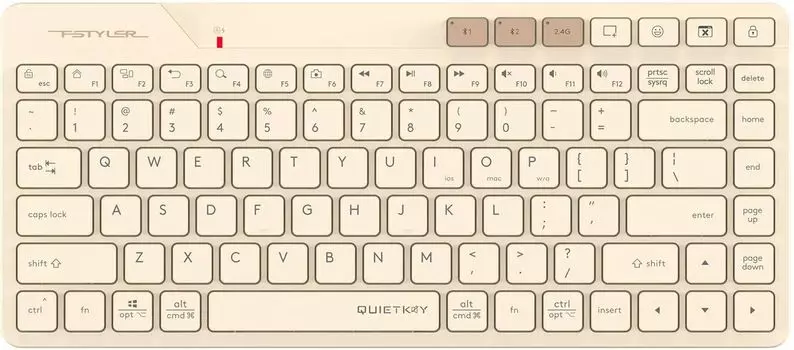 Клавиатура беспроводная A4Tech Fstyler FBK26C AS , мембранная, Bluetooth/Радиоканал, бежевый (FBK26C AS)