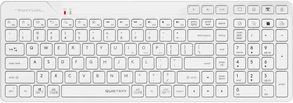 Клавиатура беспроводная A4Tech Fstyler FBK27C AS , мембранная, Bluetooth/Радиоканал, белый (FBK27C AS)