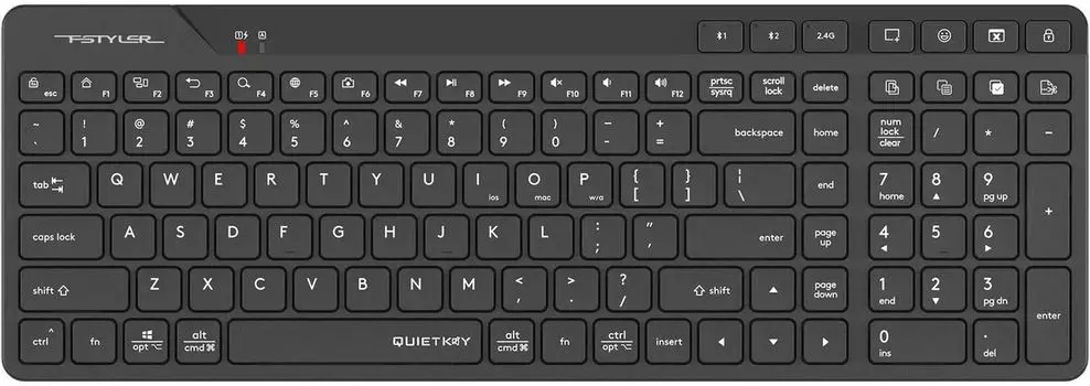 Клавиатура беспроводная A4Tech Fstyler FBK27C AS, мембранная, Bluetooth/Радиоканал, черный (FBK27C AS)