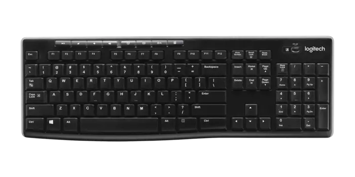 Клавиатура беспроводная Logitech K270, мембранная, USB, черный (920-003757/920-003058) плохая упаковка, БЕЗ РУССКОЙ РАСКЛАДКИ