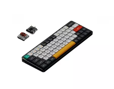 Клавиатура беспроводная Nuphy AIR60, механическая, Low Profile Gateron - Brown Switch, подсветка, Bluetooth/Радиоканал, черный/белый (AIR60-SG3-F)