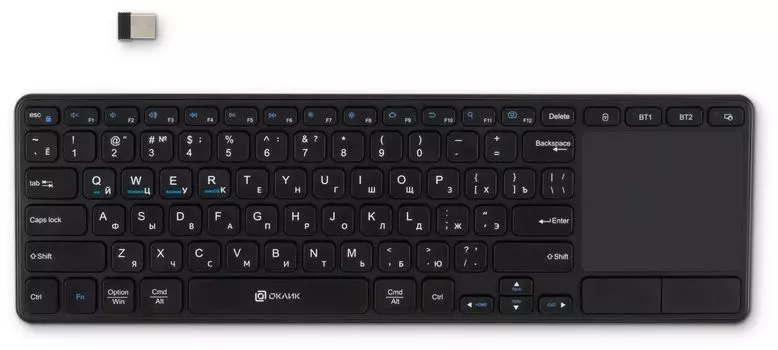 Клавиатура беспроводная Oklick K614W, мембранная, TouchPad, радиоканал, черный (1979327)