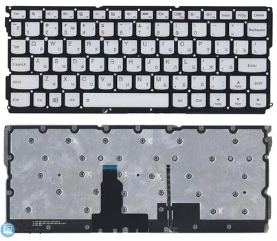 Клавиатура для ноутбука Lenovo Yoga 900S-12ISK Series. Плоский Enter. Серебристая, без рамки. С подсветкой. PK131041A00, SN20K09907.(KB-102387)