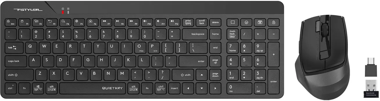 Клавиатура + мышь A4Tech Fstyler FG2400 Air, беспроводная, USB, черный (FG2400 AIR BLACK)