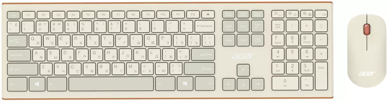 Клавиатура + мышь Acer OCC200, беспроводная, USB, бежевый/коричневый (ZL.ACCEE.004)