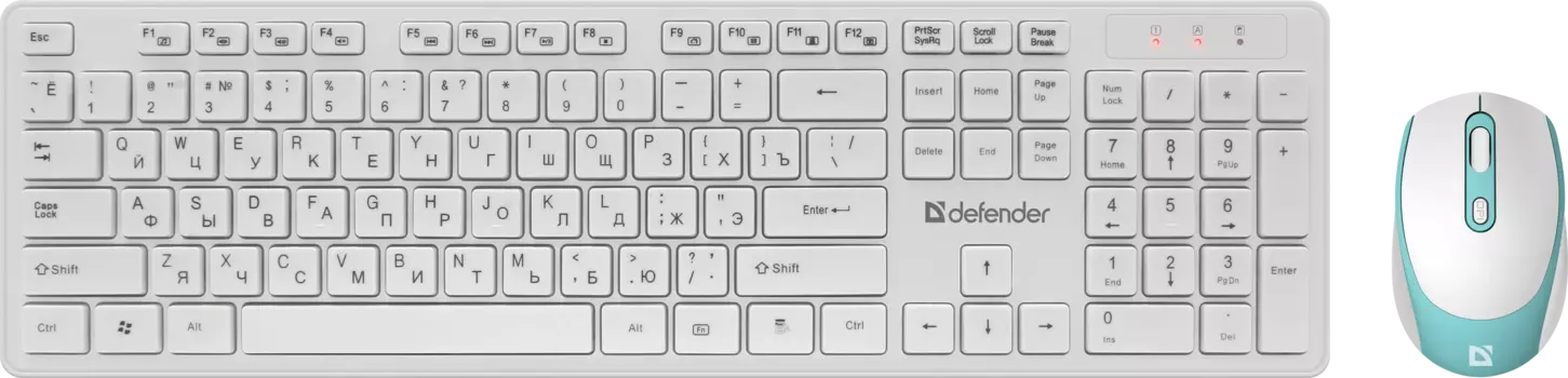 Клавиатура + мышь Defender Auckland C-987, беспроводная, USB, белый (45987)