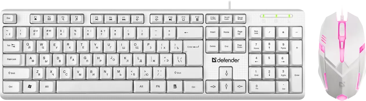 Клавиатура + мышь Defender Motion C-977, USB, белый (45977)