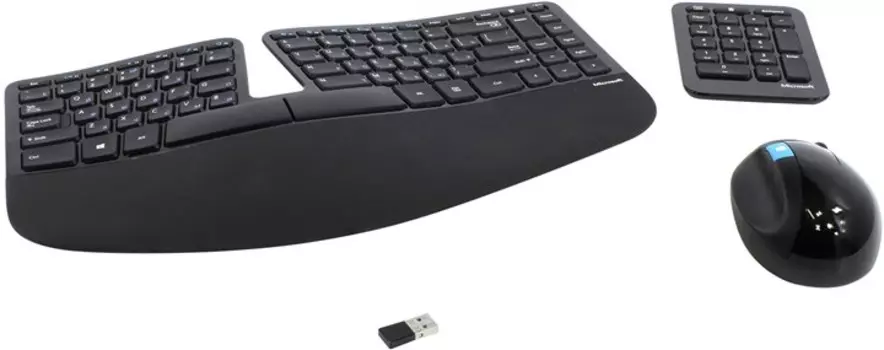 Клавиатура + мышь Microsoft Sculpt Ergonomic, беспроводной, USB, черный (L5V-00017)