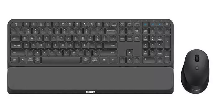 Клавиатура + мышь Philips SPT6607B, беспроводная, USB, радиоканал, черный (SPT6607B/87)