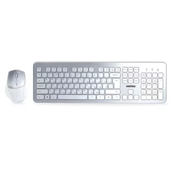 Клавиатура + мышь SmartBuy 233616AG, беспроводная, USB, белый/серебристый (SBC-233616AG-SW)