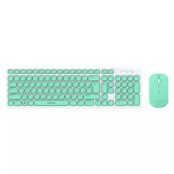 Клавиатура + мышь SmartBuy ONE 250288AG, беспроводная, USB, радиоканал, белый/зеленый (SBC-250288AG-WG)