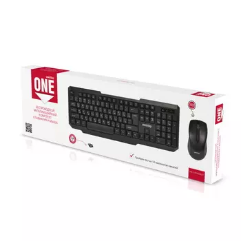 Клавиатура + мышь SmartBuy ONE, беспроводная, USB, черный (SBC-230346AG-K)
