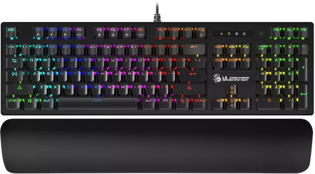 Клавиатура проводная A4Tech Bloody B825R, механическая, Light Strike Red, подсветка, USB, черный (1994627)