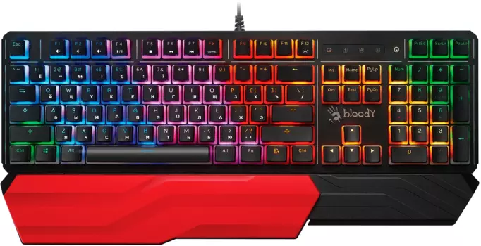 Клавиатура проводная A4Tech Bloody B975P, механическая, LK Light Strike Libra Orange, подсветка, USB, красный/черный (1941931)