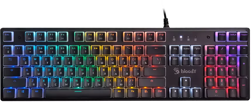 Клавиатура проводная A4Tech Bloody S510RP, механическая, BLMS Switch, подсветка, USB, черный (S510RP PUDDING BLACK / BLMS RED)