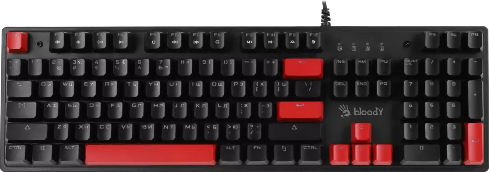 Клавиатура проводная A4Tech Bloody S515R, механическая, Bloody BLMS RED, подсветка, USB, черный/красный (1994639)