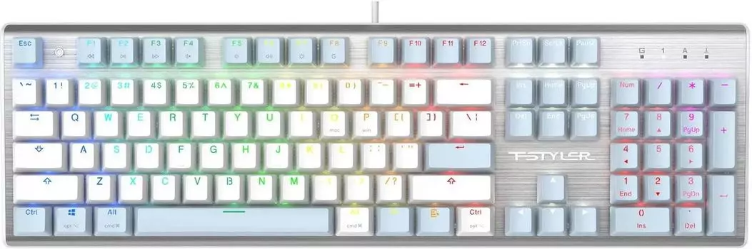 Клавиатура проводная A4Tech Fstyler FS100 Neon , механическая, подсветка, USB, белый/синий (FS100)