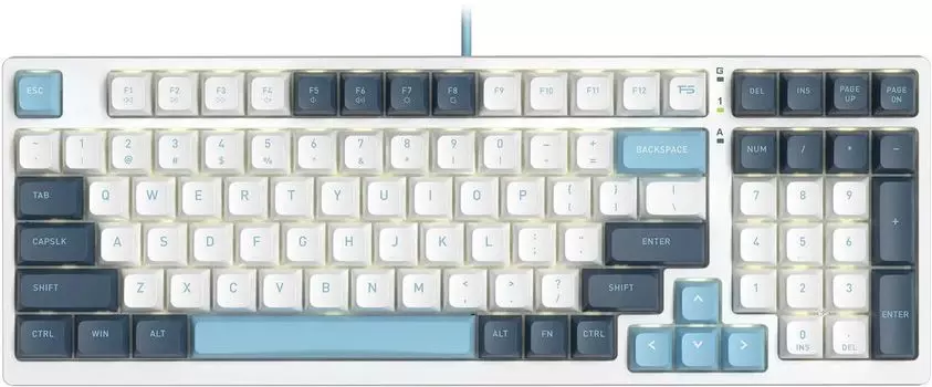 Клавиатура проводная A4Tech Fstyler FS300, механическая, подсветка, USB, белый/синий (FS300 PANDA SNOWBOARDING)