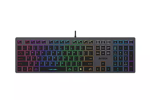 Клавиатура проводная A4Tech FX60H, ножничная, подсветка, USB, серый (FX60H GREY/NEON)