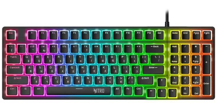 Клавиатура проводная Acer Nitro OKW303 , механическая, Red, подсветка, USB, черный (ZL.KBDCC.01D)