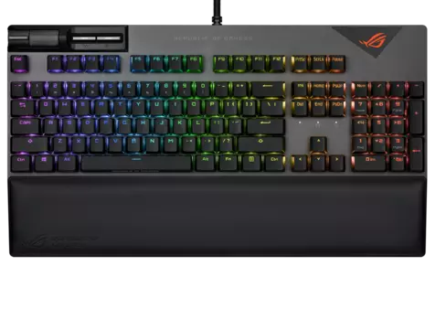 Клавиатура проводная ASUS XA08 STRIX FLARE II, механическая, Cherry MX Red, подсветка, USB, черный (90MP02D6-BKRA00)