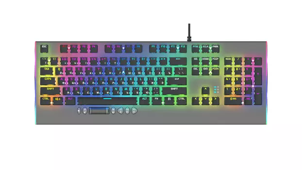 Клавиатура проводная AULA F2099, механическая, Blue, подсветка, USB, серый