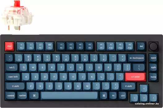 Клавиатура проводная/беспроводная Keychron V1 Max, механическая, Red Switch, подсветка, Bluetooth/Радиоканал/USB, черный (V1M-D1) Английская раскладка!!!