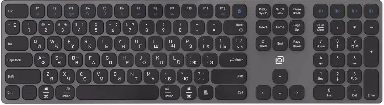 Клавиатура проводная/беспроводная Oklick K867W, мембранная, USB, черный/серый (K867W)