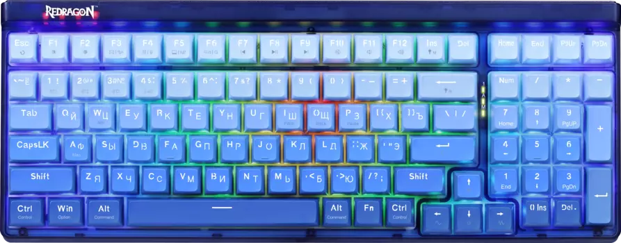 Клавиатура проводная/беспроводная Redragon Garen Pro, механическая, Redragon+Purple, подсветка, Bluetooth/Радиоканал/USB, синий (71745)