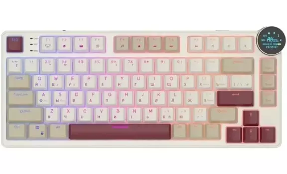 Клавиатура проводная/беспроводная Royal Kludge N80, механическая, RK Red, подсветка, Bluetooth/Радиоканал/USB, белый (6977576550694)