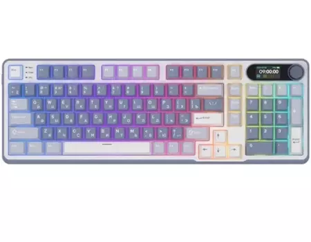 Клавиатура проводная/беспроводная Royal Kludge RK-S98, механическая, RK Cream, подсветка, Bluetooth/Радиоканал/USB, белый (6977576550618)