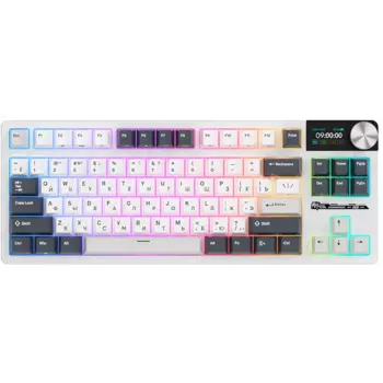 Клавиатура проводная/беспроводная Royal Kludge S85, механическая, RK Beige, подсветка, Bluetooth/Радиоканал/USB, белый (6977576550816)