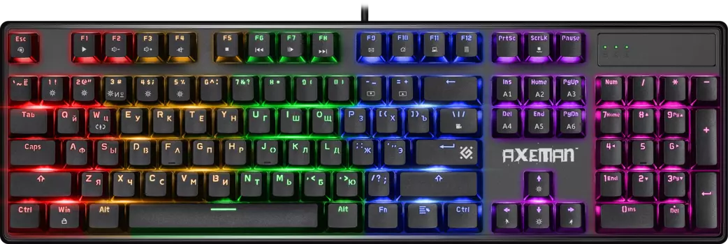 Клавиатура проводная Defender Axeman GK-302 , механическая, Outemu Red, подсветка, USB, черный (45306)