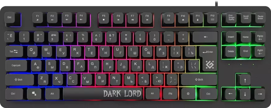 Клавиатура проводная Defender Dark Lord GK-580, мембранная, подсветка, USB, черный (45580)