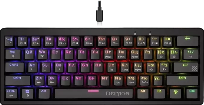 Клавиатура проводная Defender DEIMOS GK-303, механическая, TNT Brown, подсветка, USB, черный (45303)