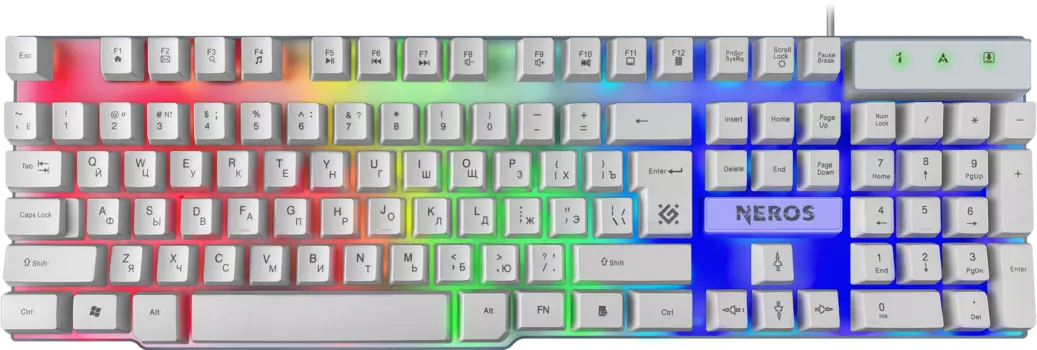 Клавиатура проводная Defender GK-147 , мембранная, подсветка, USB, белый (45147)